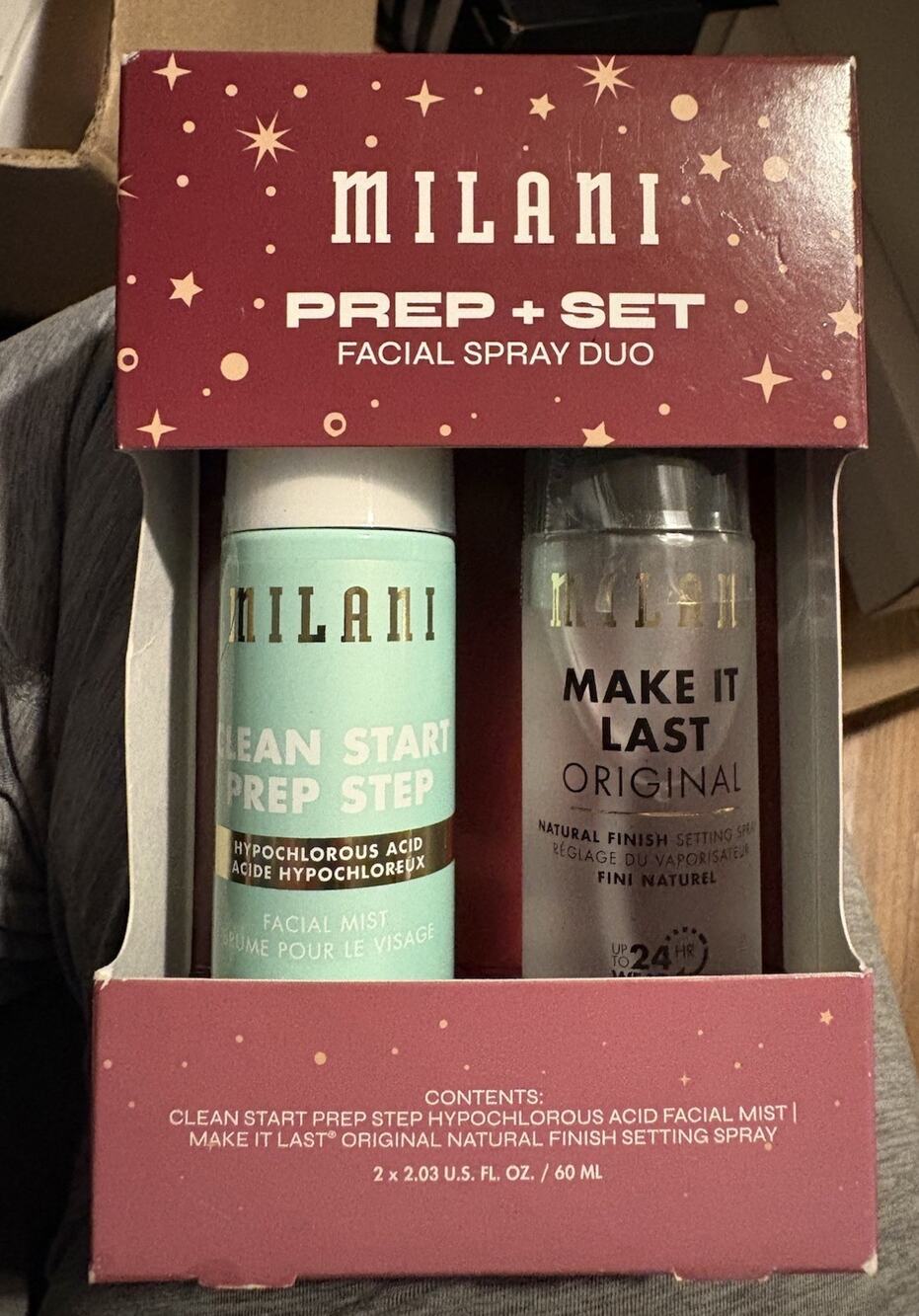 Milani Prep & Set Facial Spray Duo Clean Start Prep & Make It Last Spray